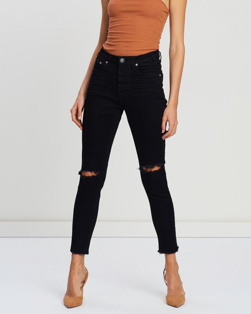 One Teaspoon High Waist Freebird II Jeans Black Punk Size 25 New